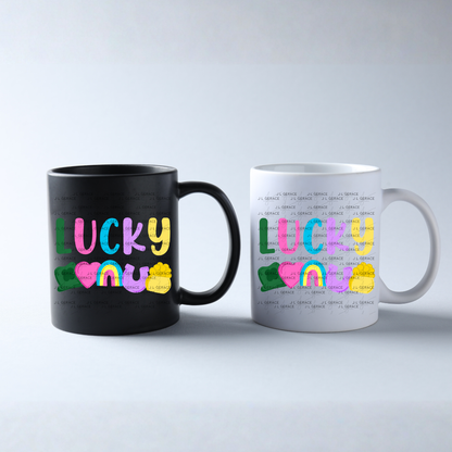 Lucky PNG, St Patrick Shirt Design, Rainbow Shamrock Sublimation PNG Download