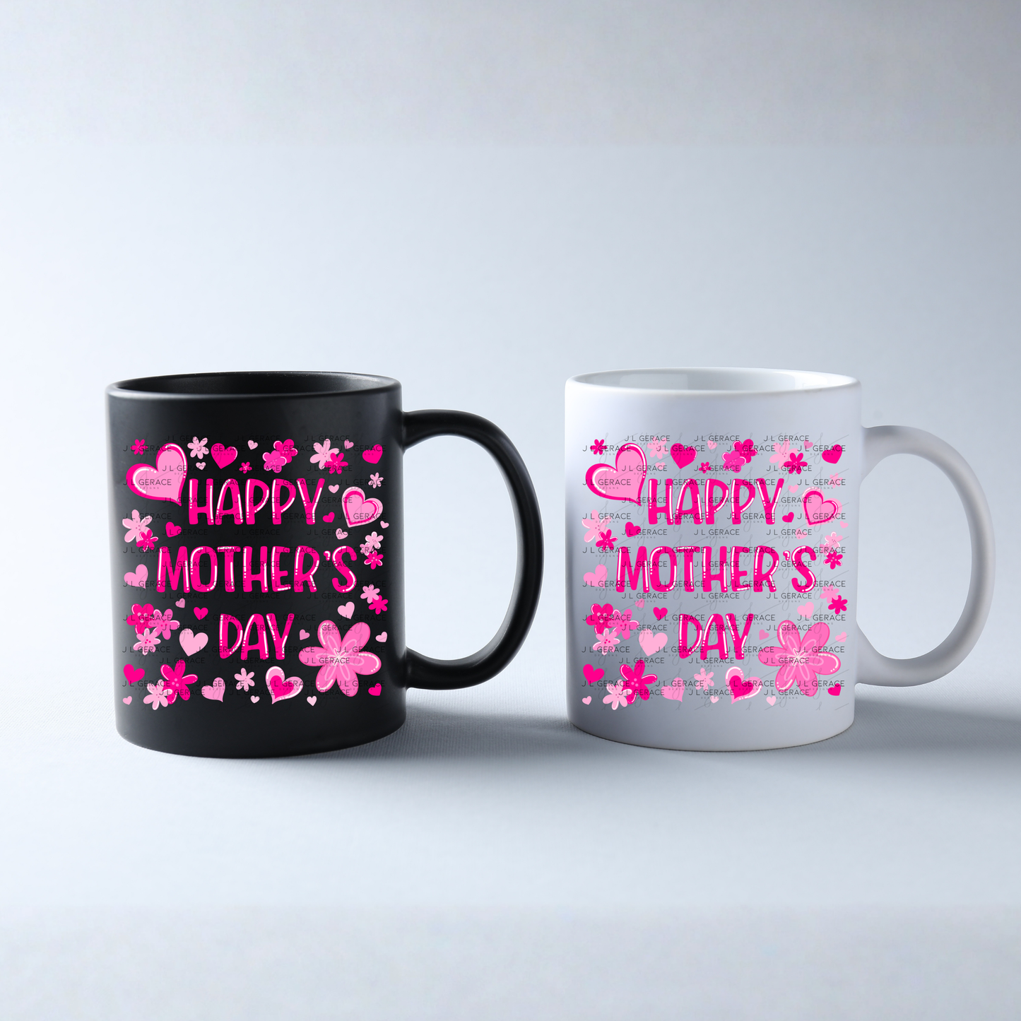 Happy Mothers Day PNG – Pink Hearts Floral Sublimation Design