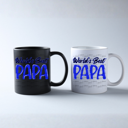 World’s Best Papa PNG – Blue Glossy Typography Design