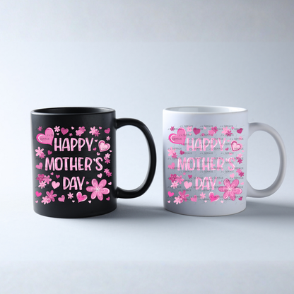 Happy Mothers Day PNG Clipart Sublimation PNG Soft Pink Floral Heart Design