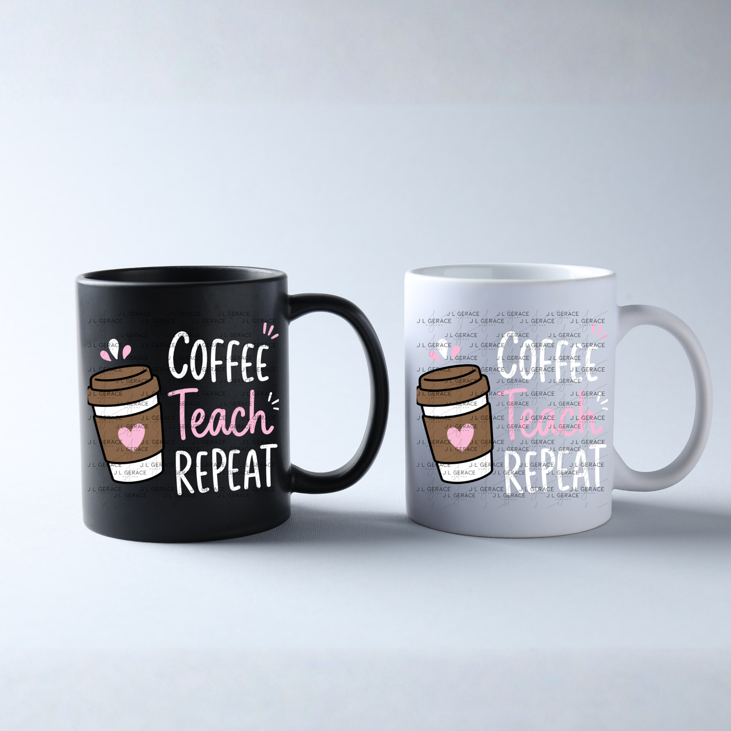 Coffee Teach Repeat PNG Sublimation Design Teacher Appreciation Digital Download
