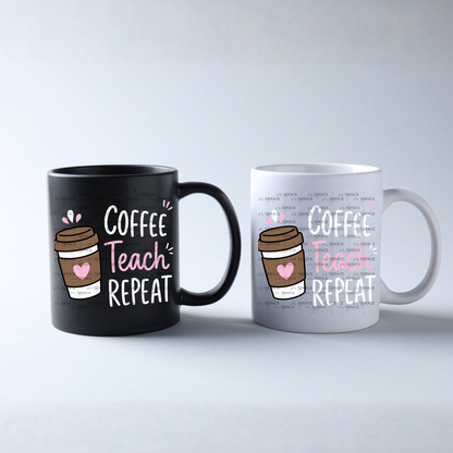 Coffee Teach Repeat PNG Sublimation Design Teacher Appreciation Digital Download