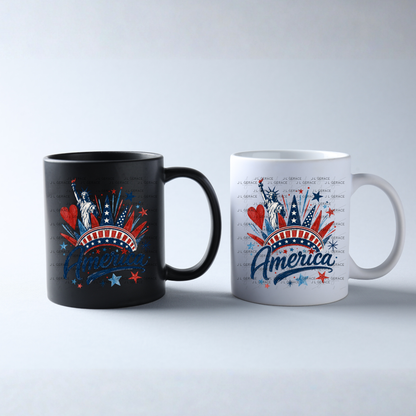 America Statue Liberty Fireworks Patriotic PNG Design
