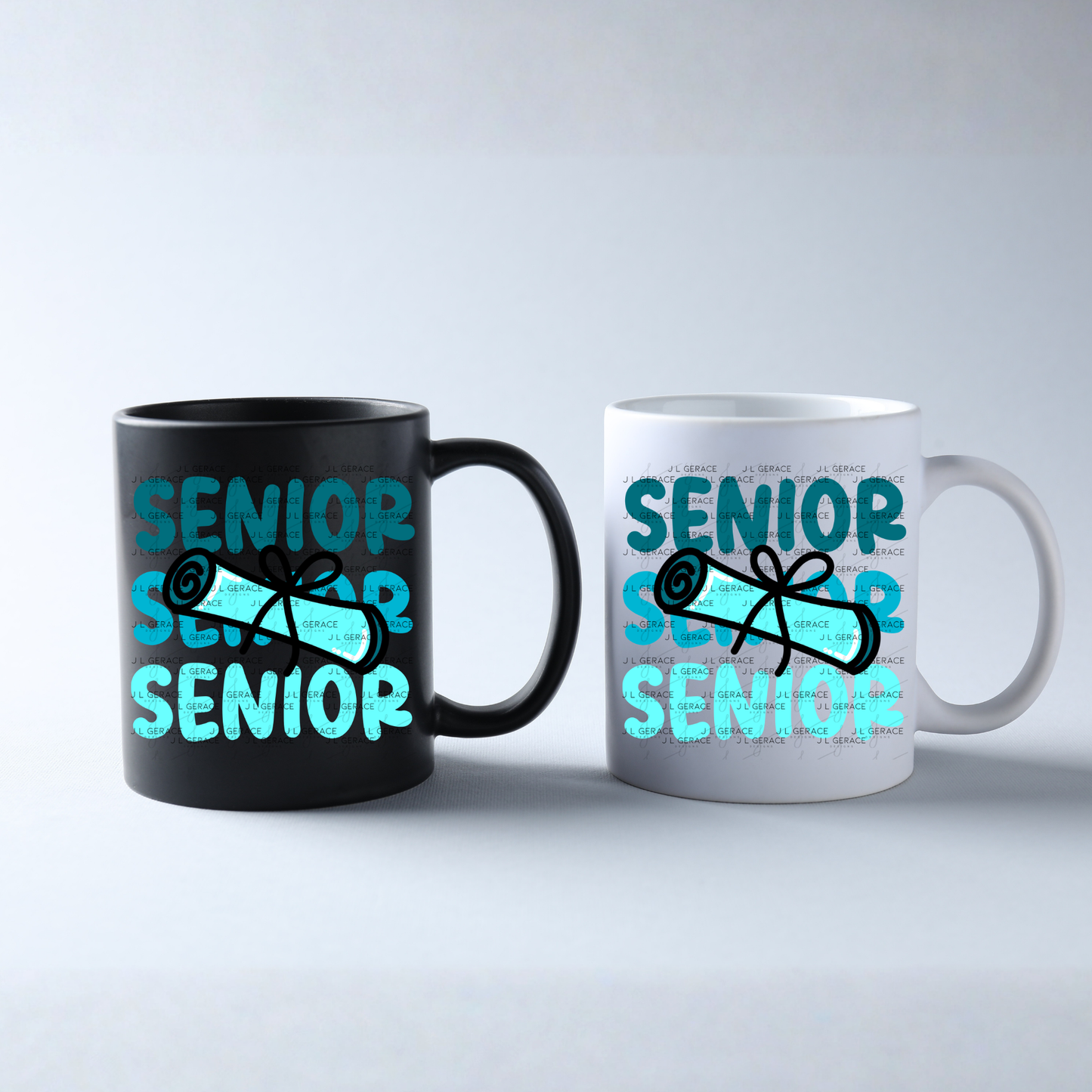 Senior PNG – Teal Diploma Graduation Lettering Design