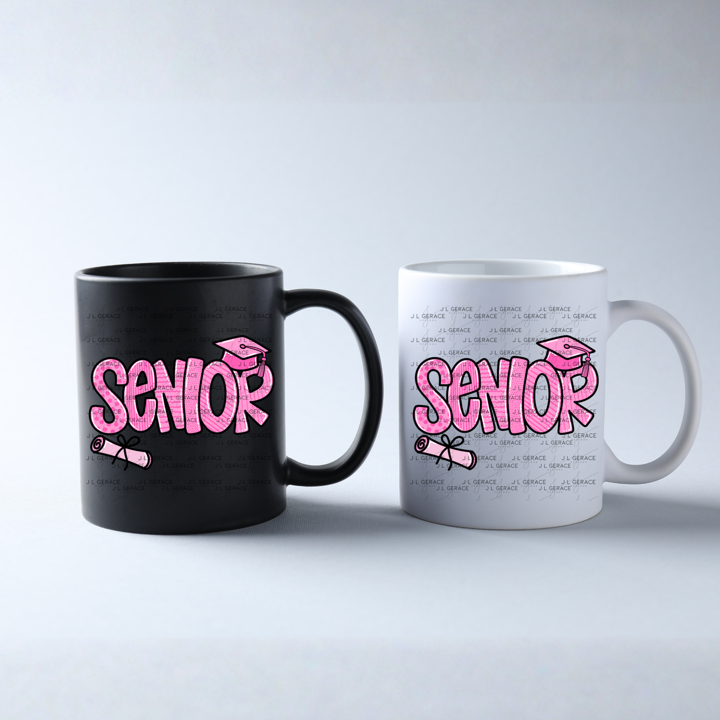Senior PNG – Pink Pattern Graduation Sublimation Design