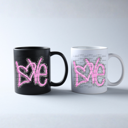 Pink Love Script PNG with String Glitter Outline