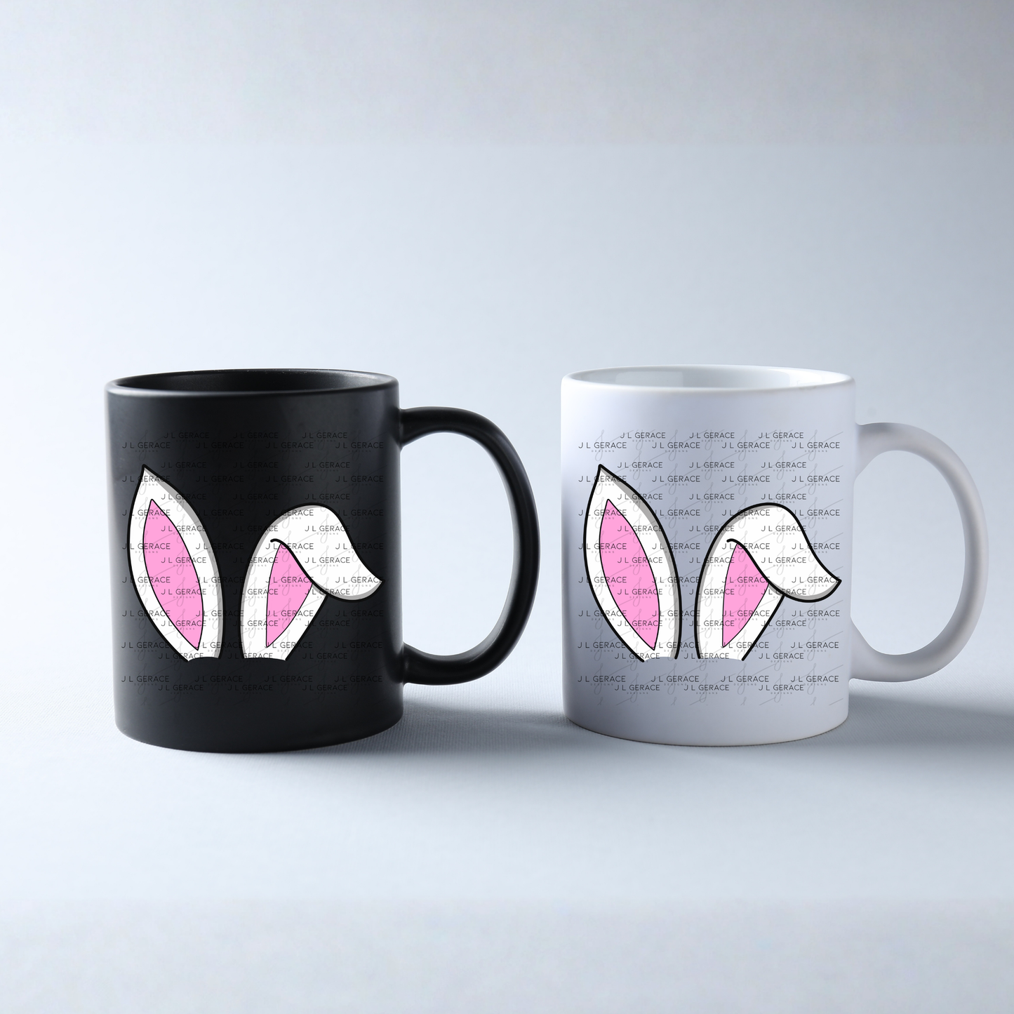 White Easter Bunny Ears Black Outline PNG