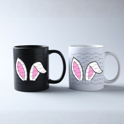 White Easter Bunny Ears Black Outline PNG