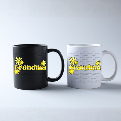 Grandma PNG – Yellow Floral Name Sublimation Design