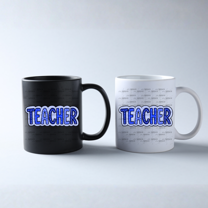 Teacher Dot Lettering Blue PNG Digital Download