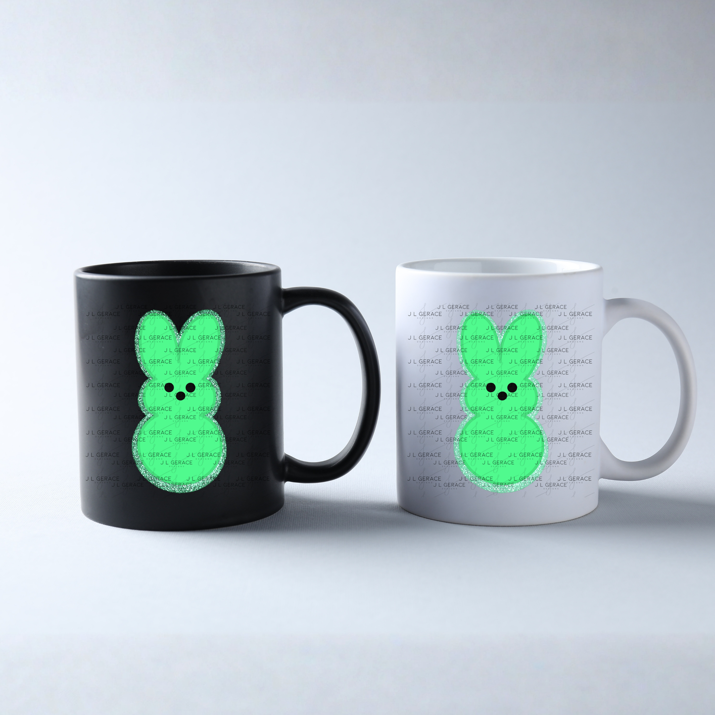 Green Glitter Bunny Peep Easter Clipart Sublimation PNG