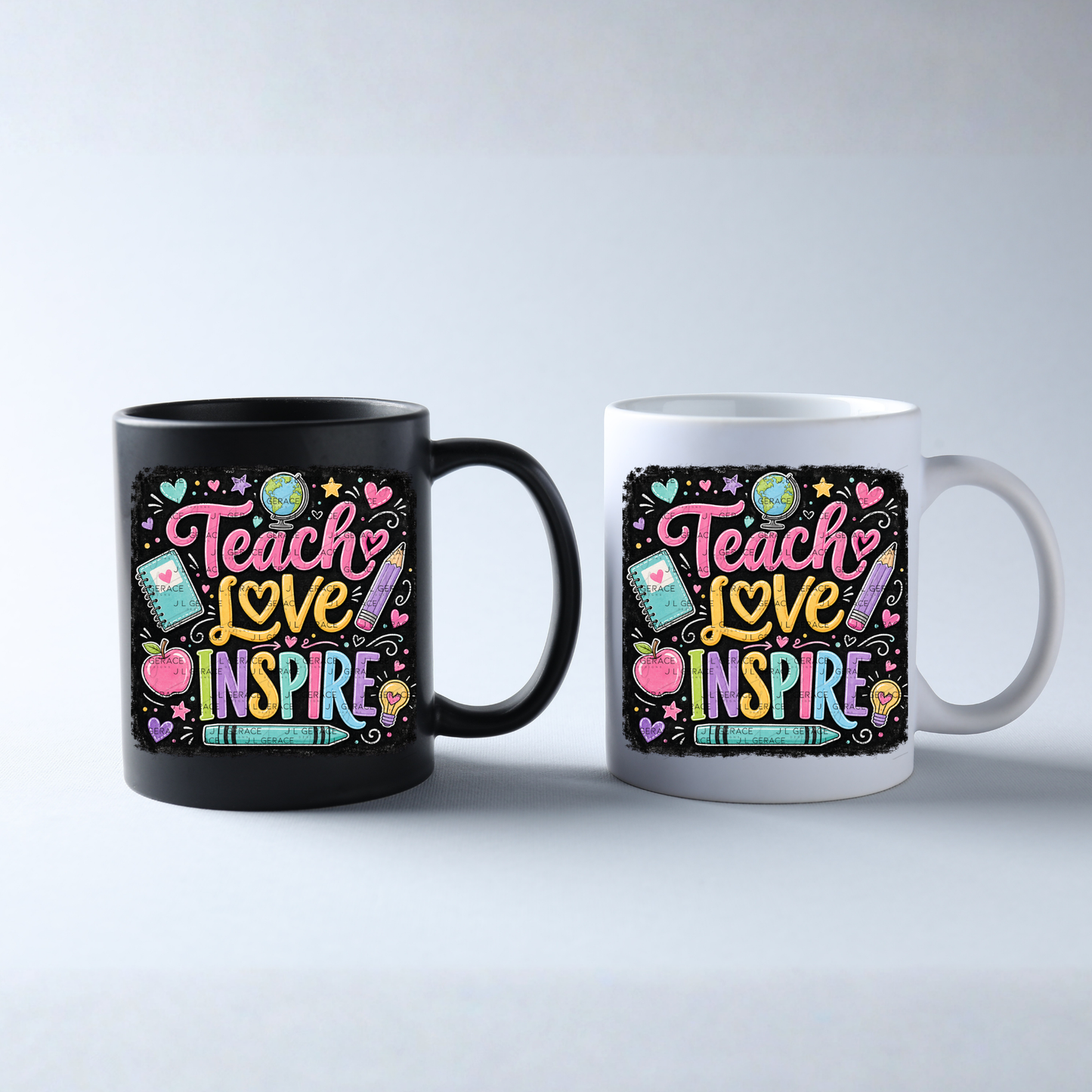 Teach Love Inspire Chalkboard Teacher PNG Digital Download