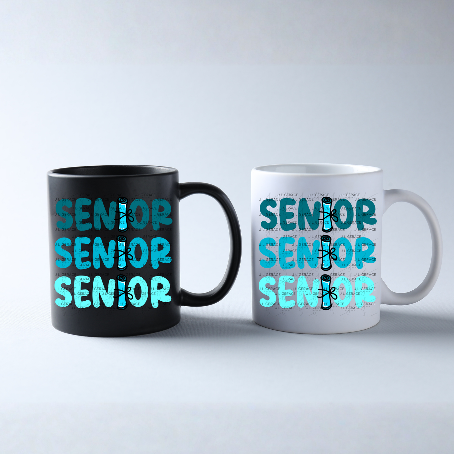 Senior PNG – Teal Diploma Graduation Lettering Design