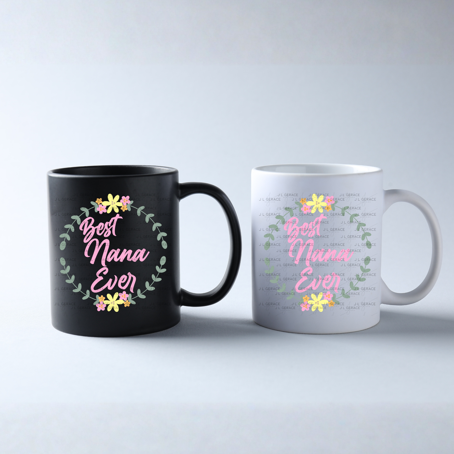 Best Nana Ever PNG – Floral Wreath Script Sublimation Design