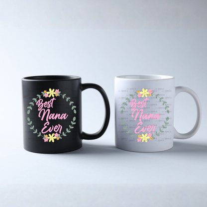 Best Nana Ever PNG – Floral Wreath Script Sublimation Design