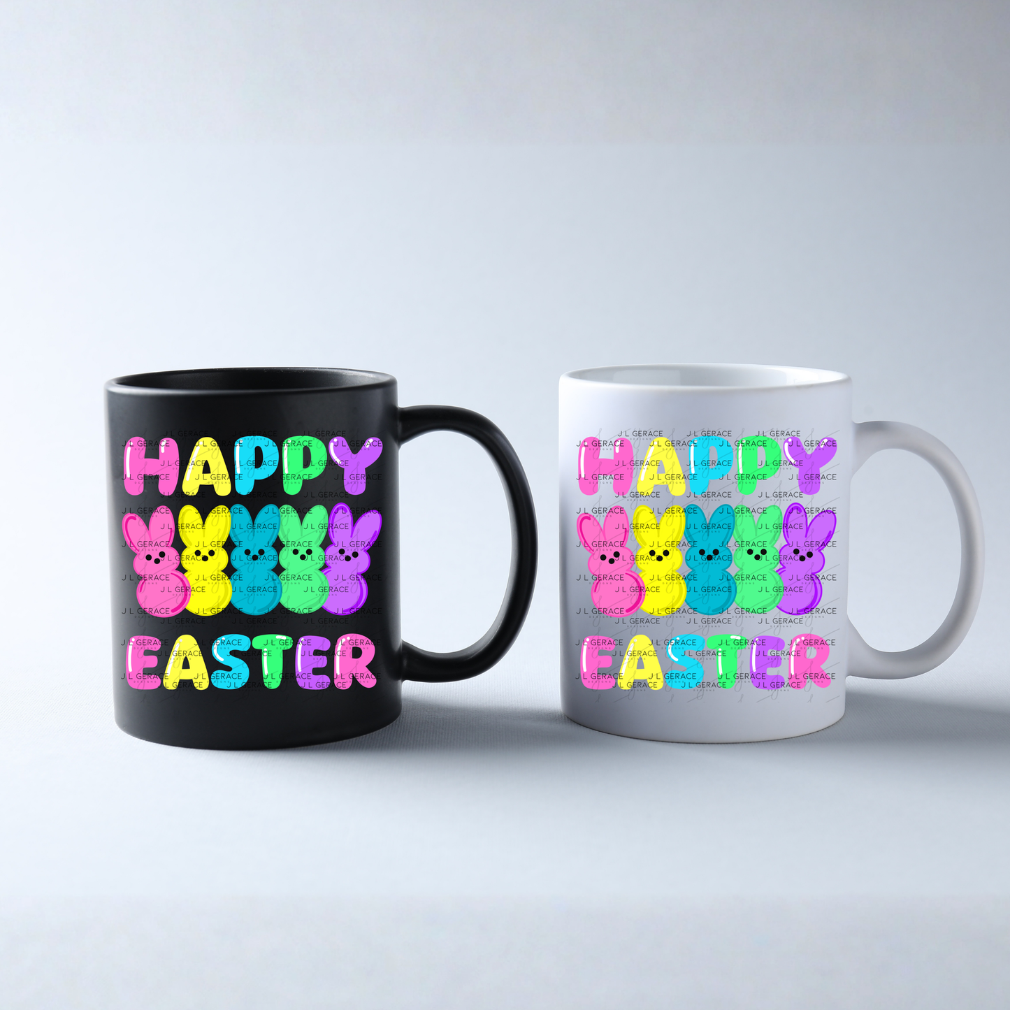 Happy Easter Bunny Clipart Sublimation PNG Peeps Bunny Colorful Design