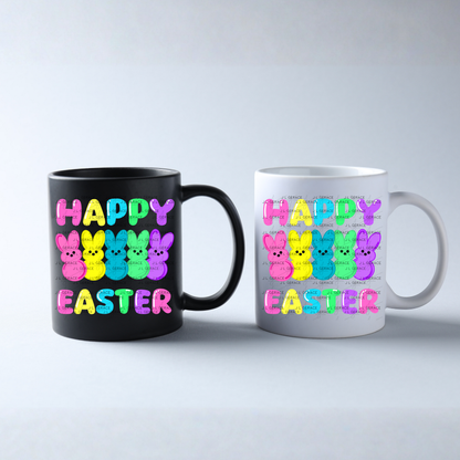 Happy Easter Bunny Clipart Sublimation PNG Peeps Bunny Colorful Design