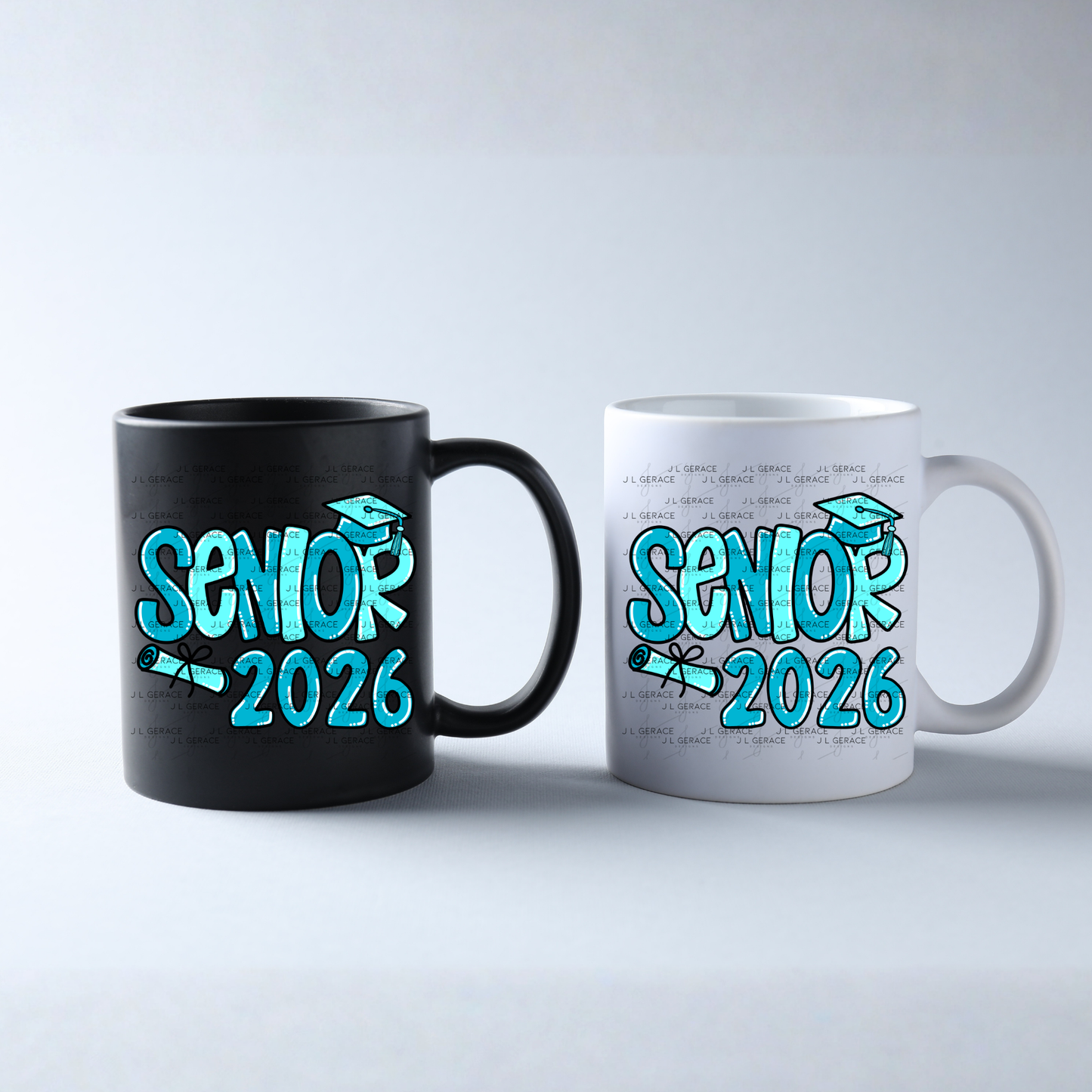 Senior 2026 PNG – Turquoise Graduation Cap and Diploma Design
