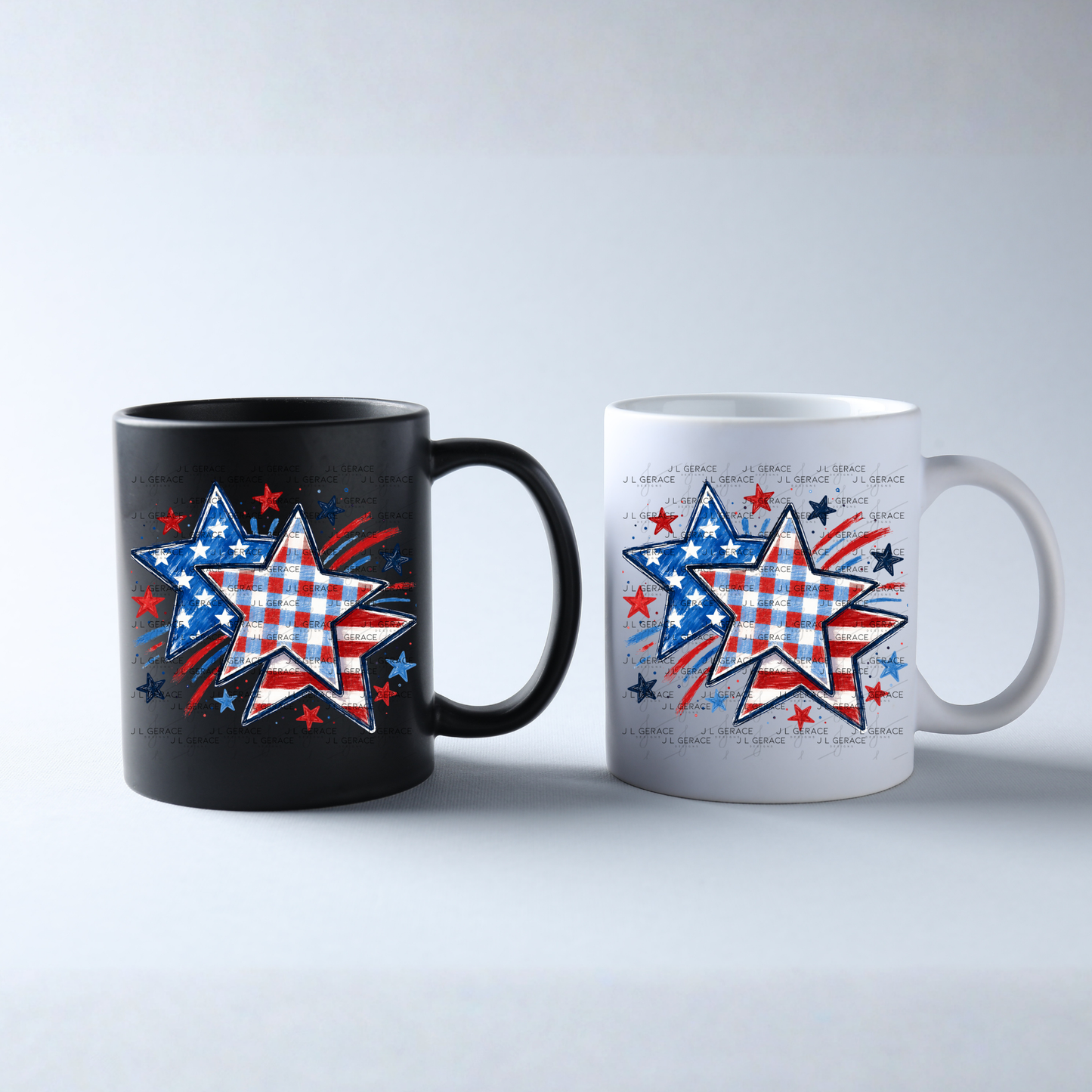 Patriotic Watercolor Stars PNG Design
