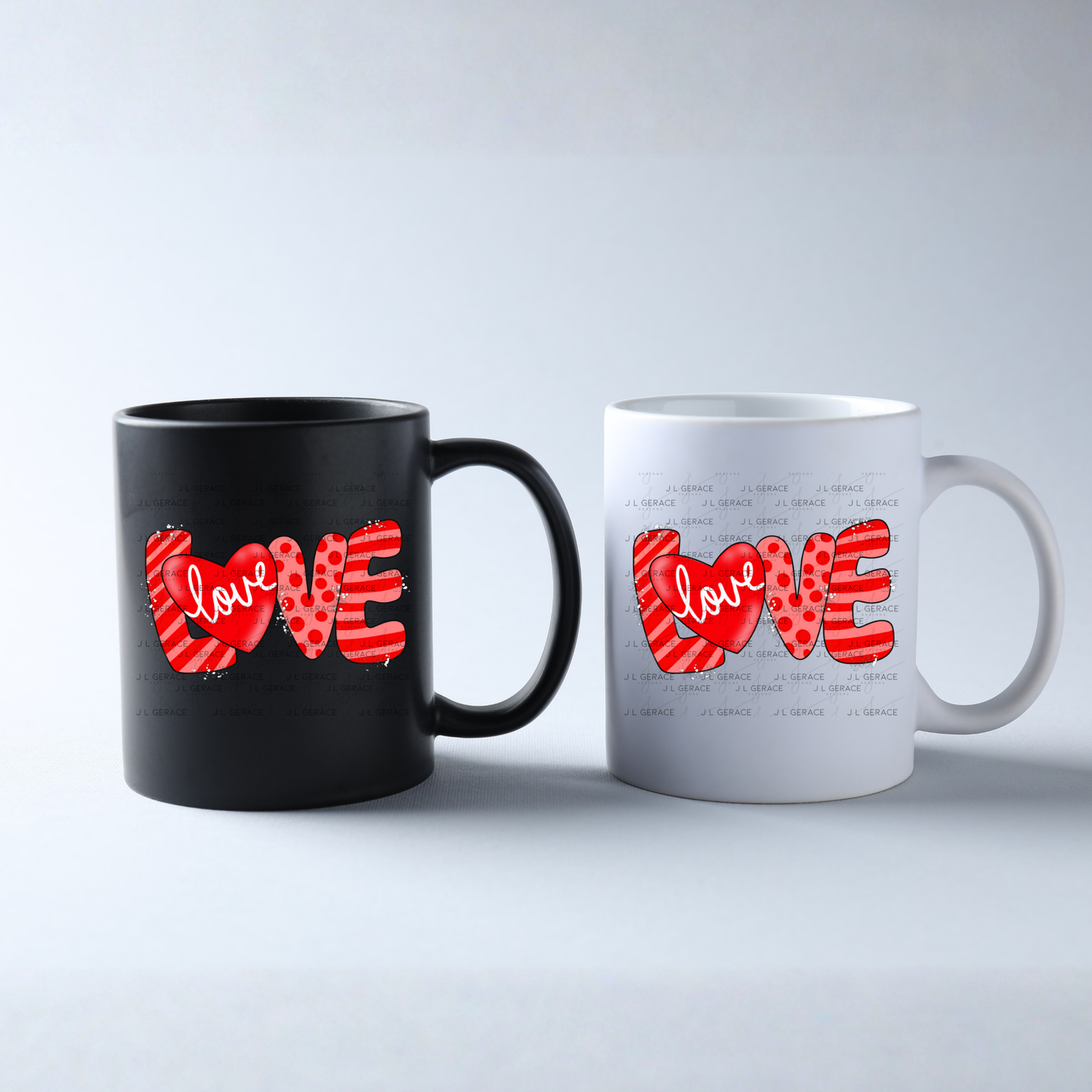 Red Love Word PNG with Heart Paint Splatter Mixed Pattern Design