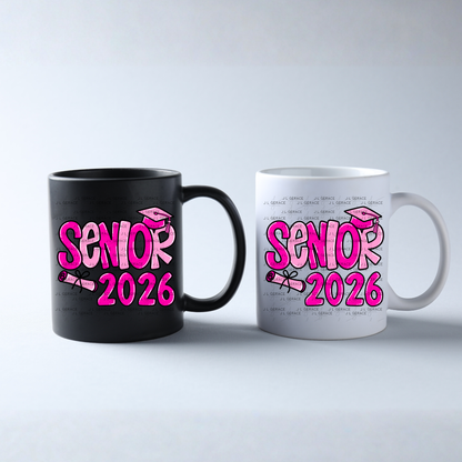 Senior 2026 PNG – Hot Pink Graduation Cap and Diploma Design
