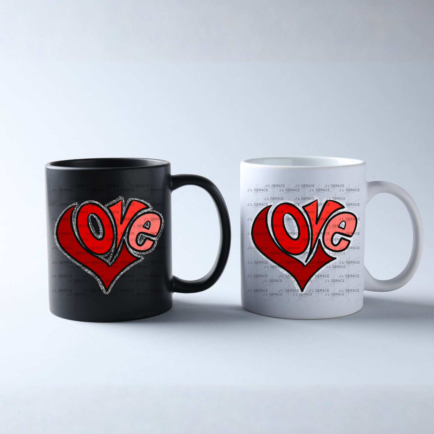 Red Love Heart Letter PNG with Glitter Outline Design