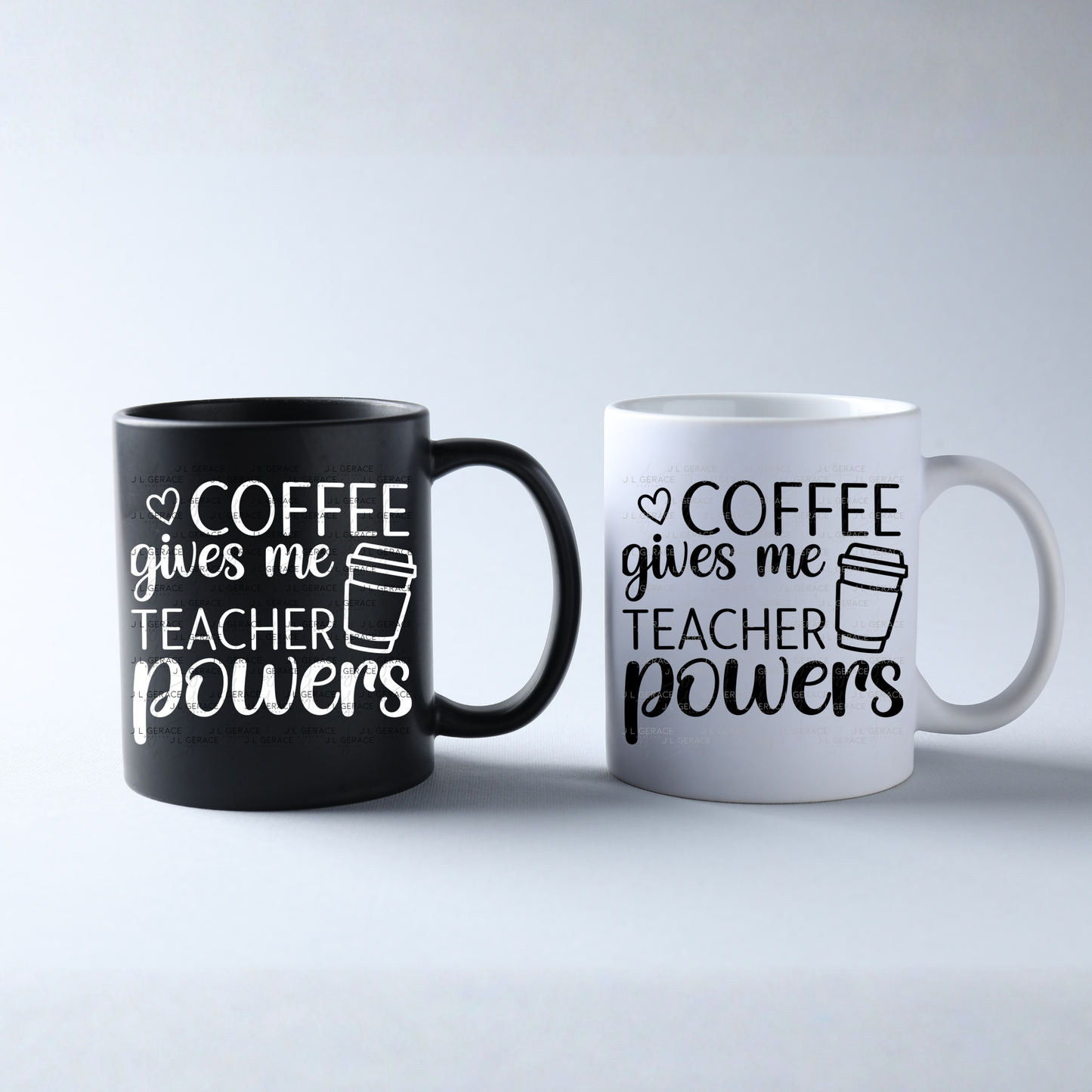 Coffee Gives Me Teacher Powers Black and White PNG (2 Colors)