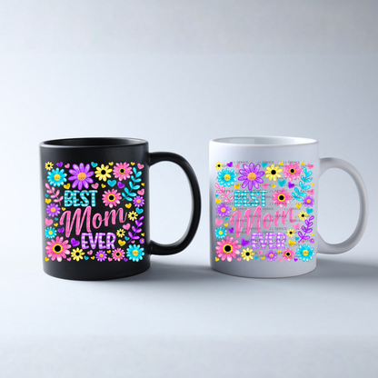 Best Mom Ever Colorful Floral PNG Design