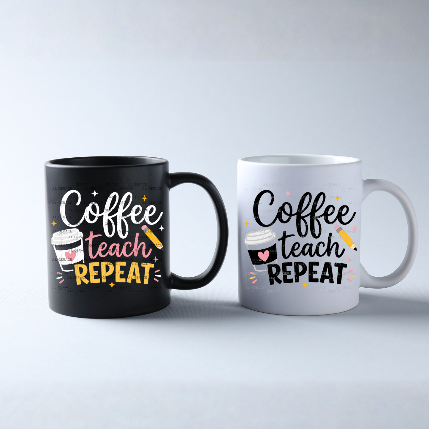 Coffee Teach Repeat Teacher PNG Bundle Digital Download