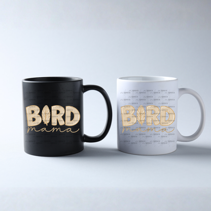 Bird Mama PNG – Neutral Tan Feather Design with Feather Letter