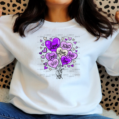 Purple Love & XOXO Heart Balloon Bouquet PNG