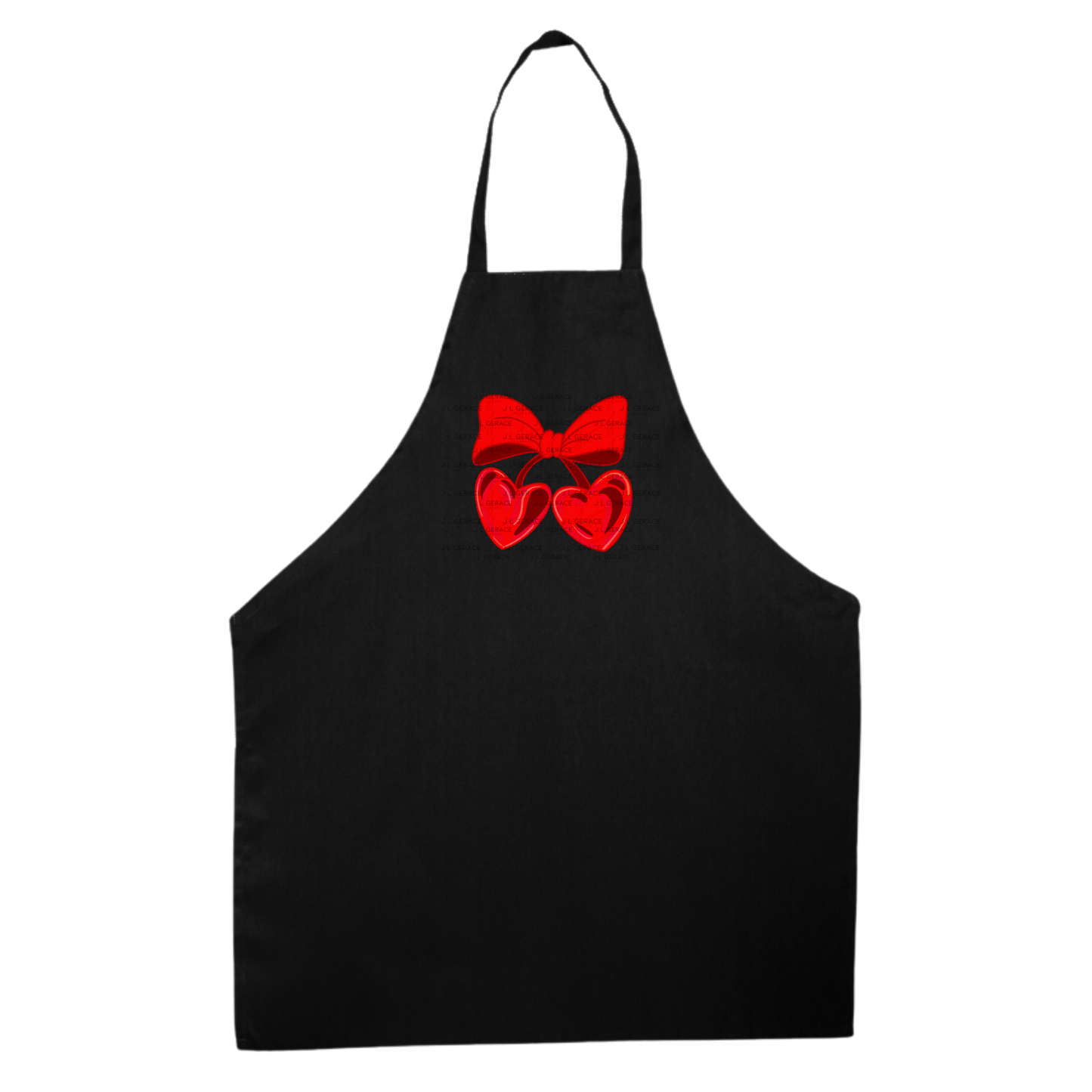 Red Heart Cherries PNG with Bow Glossy Solid Design
