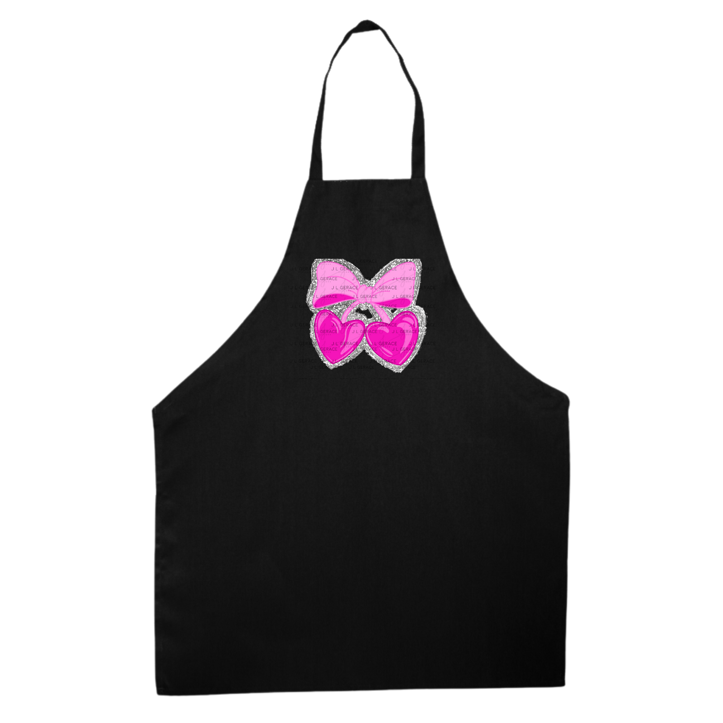 Pink Heart Cherries PNG with Bow and Silver Chunky Glitter Background Design