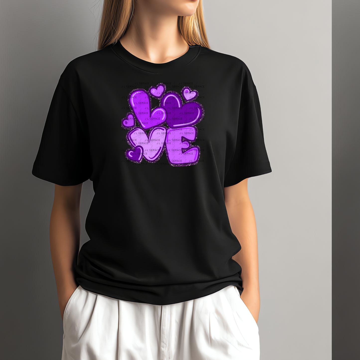 Purple Love Bubble Letter PNG – Glossy Design