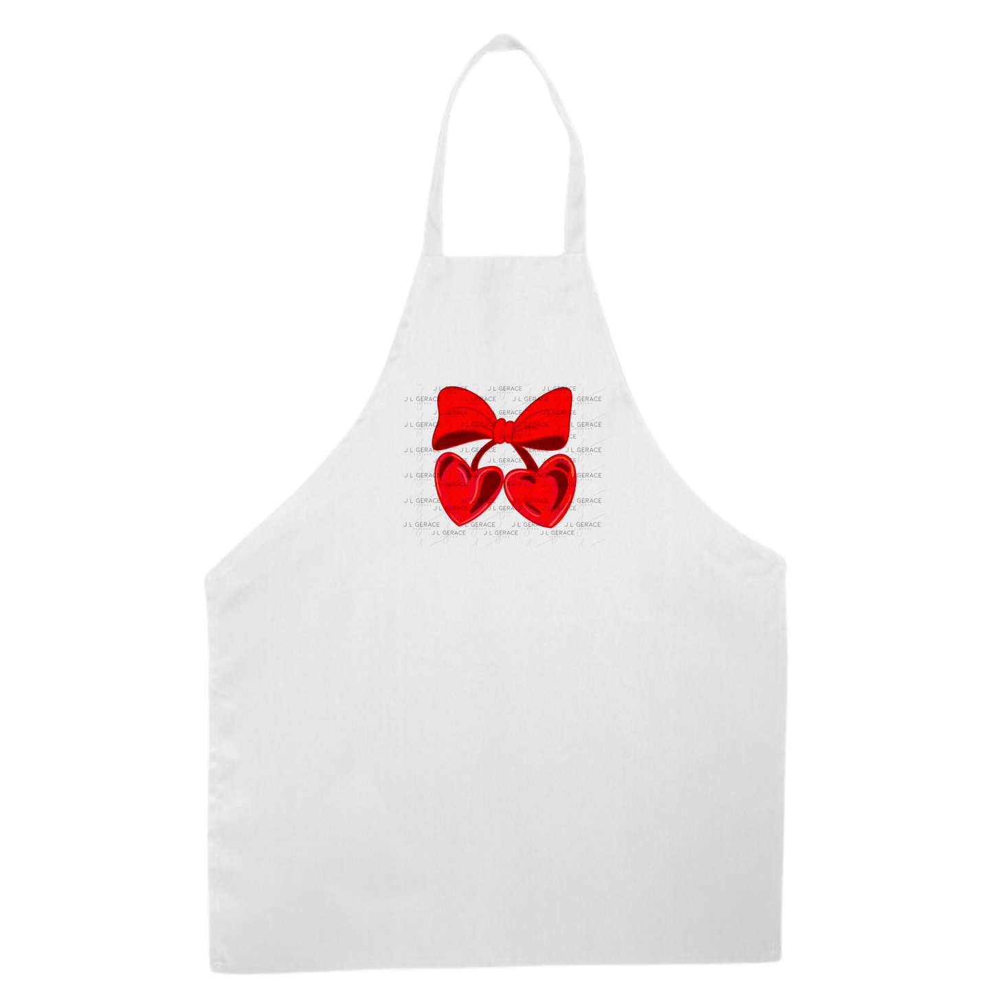 Red Heart Cherries PNG with Bow Glossy Solid Design