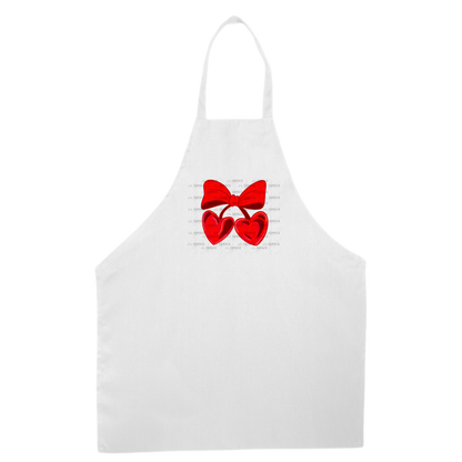 Red Heart Cherries PNG with Bow Glossy Solid Design