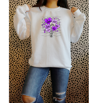 Purple Love & XOXO Heart Balloon Bouquet PNG