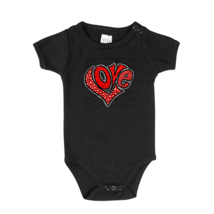 LOVE Heart letters Love Polka Dots and stripes PNG with Glitter Outline Patterned Design