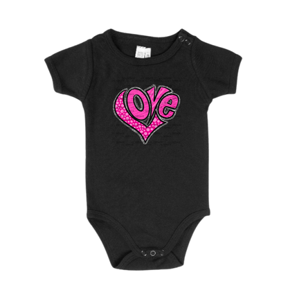 Pink Love Heart Polka Dots and stripes PNG with Glitter Outline Design
