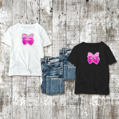 Pink Heart Cherries PNG with Bow and Silver Chunky Glitter Background Design
