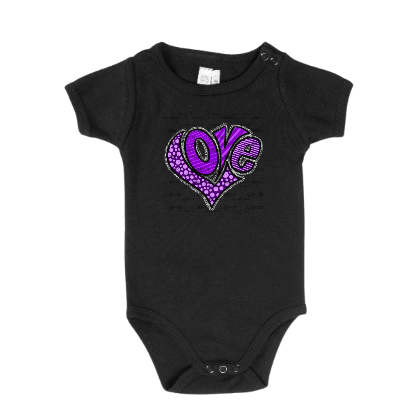 LOVE Heart Letters Polka dots and stripes PNG with Glitter Outline