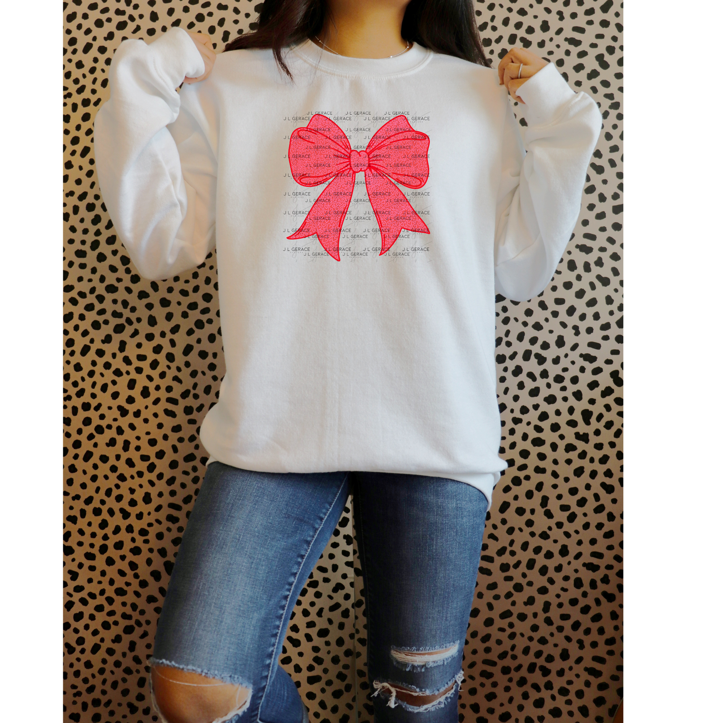 Red Heart Pattern Ribbon Bow PNG Clipart – Valentine Bow Digital Download