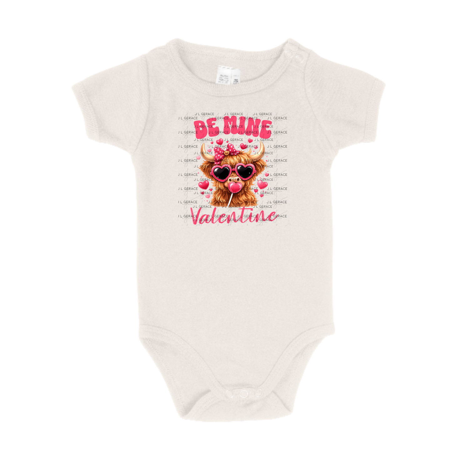 Be Mine Valentine Highland Cow PNG – Cute Valentine Cow with Sunglasses