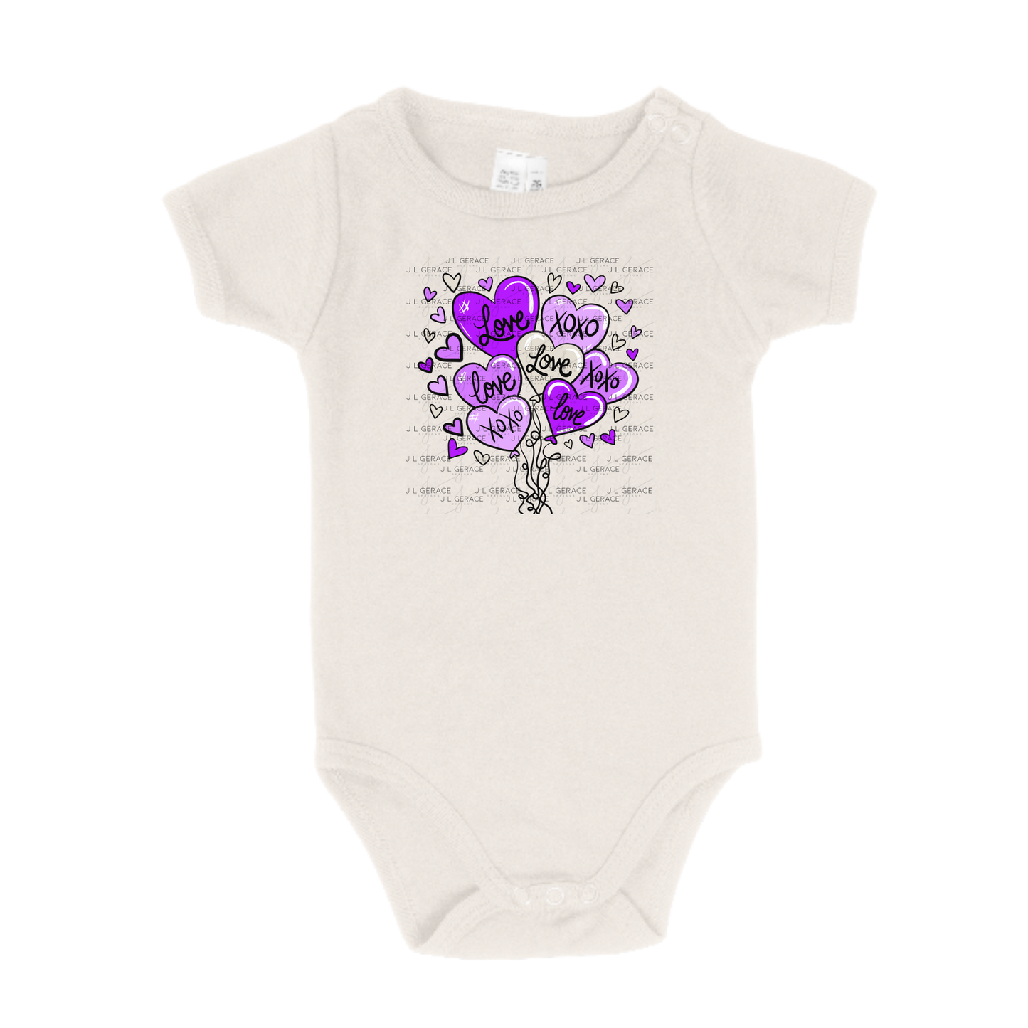 Purple Love & XOXO Heart Balloon Bouquet PNG