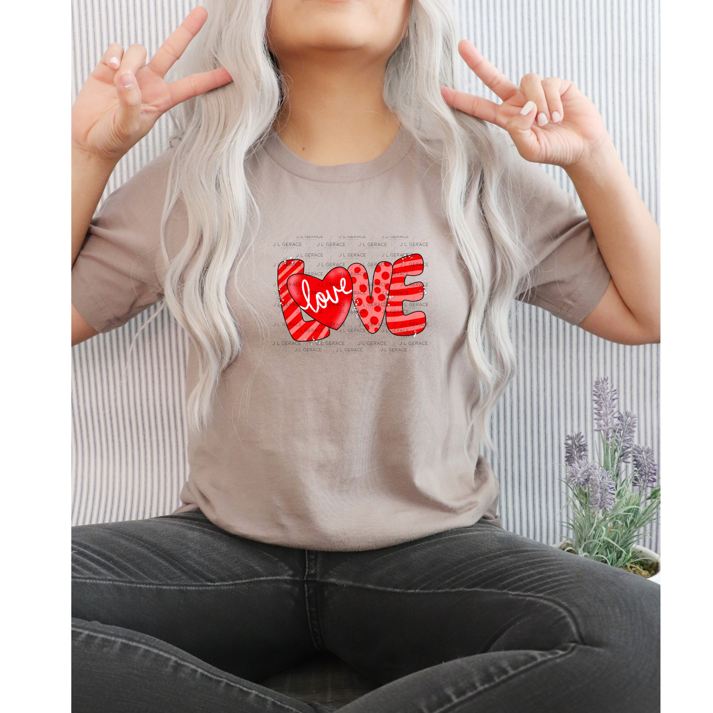 Red Love Word PNG with Heart Paint Splatter Mixed Pattern Design