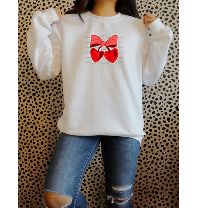 Red Heart Cherries PNG with Bow String Glitter Outline Design