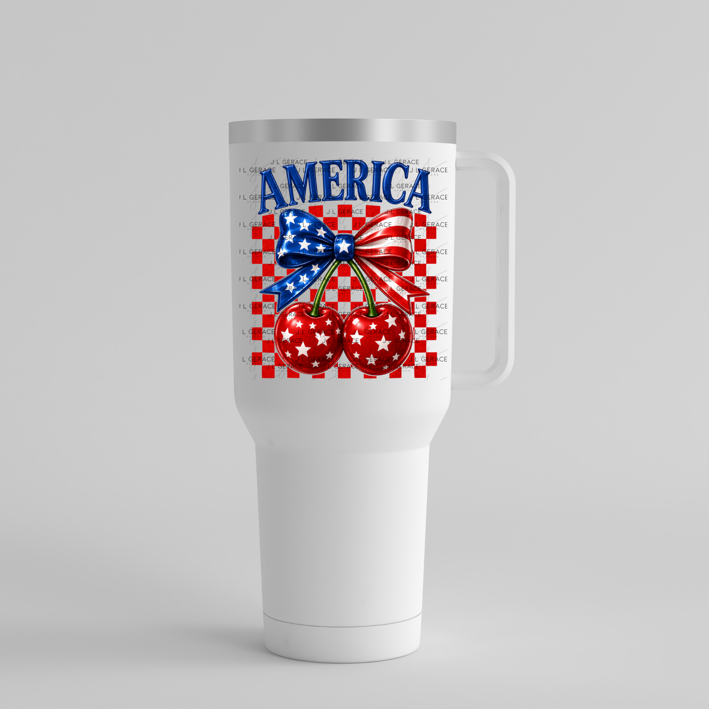 America Patriotic Cherries Bow PNG Design