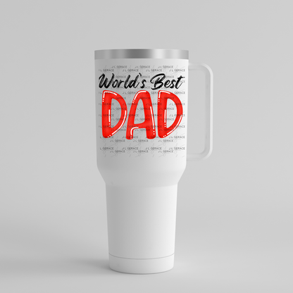 World’s Best Dad PNG – Red Glossy Typography Design for Father’s Day