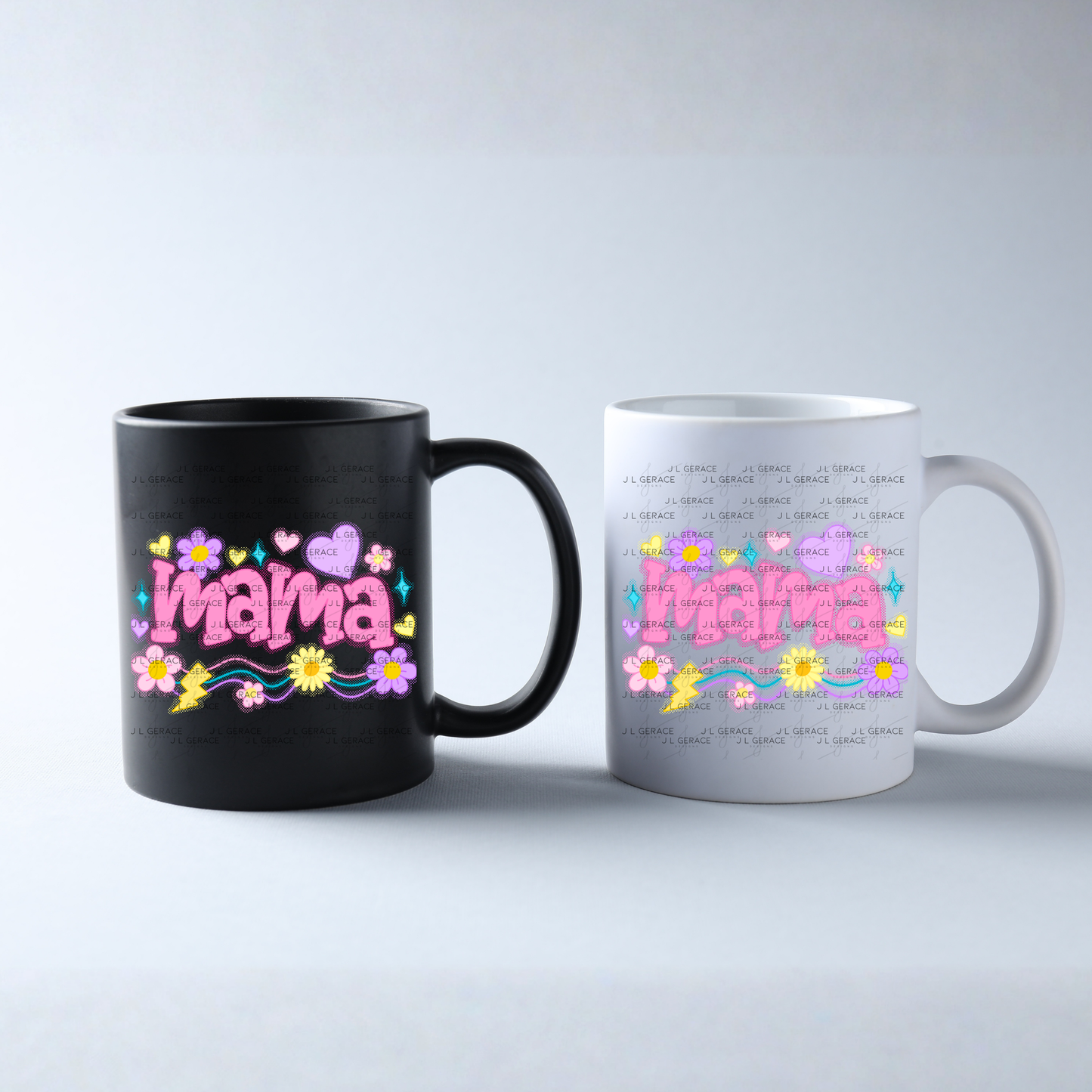 Mama Retro Floral Lightning PNG Design