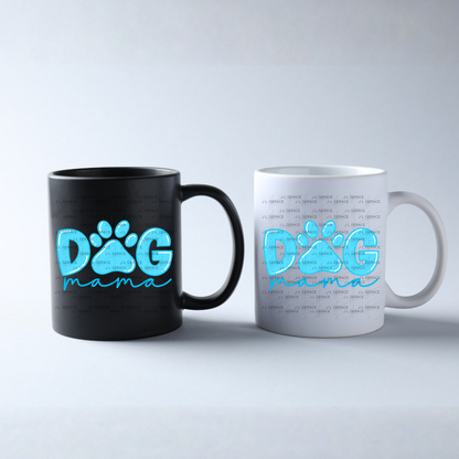Dog Mama PNG – Blue Paw Print Sublimation Design